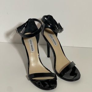 Steve Madden Realove Strappy Stilettos Black Patten Heels